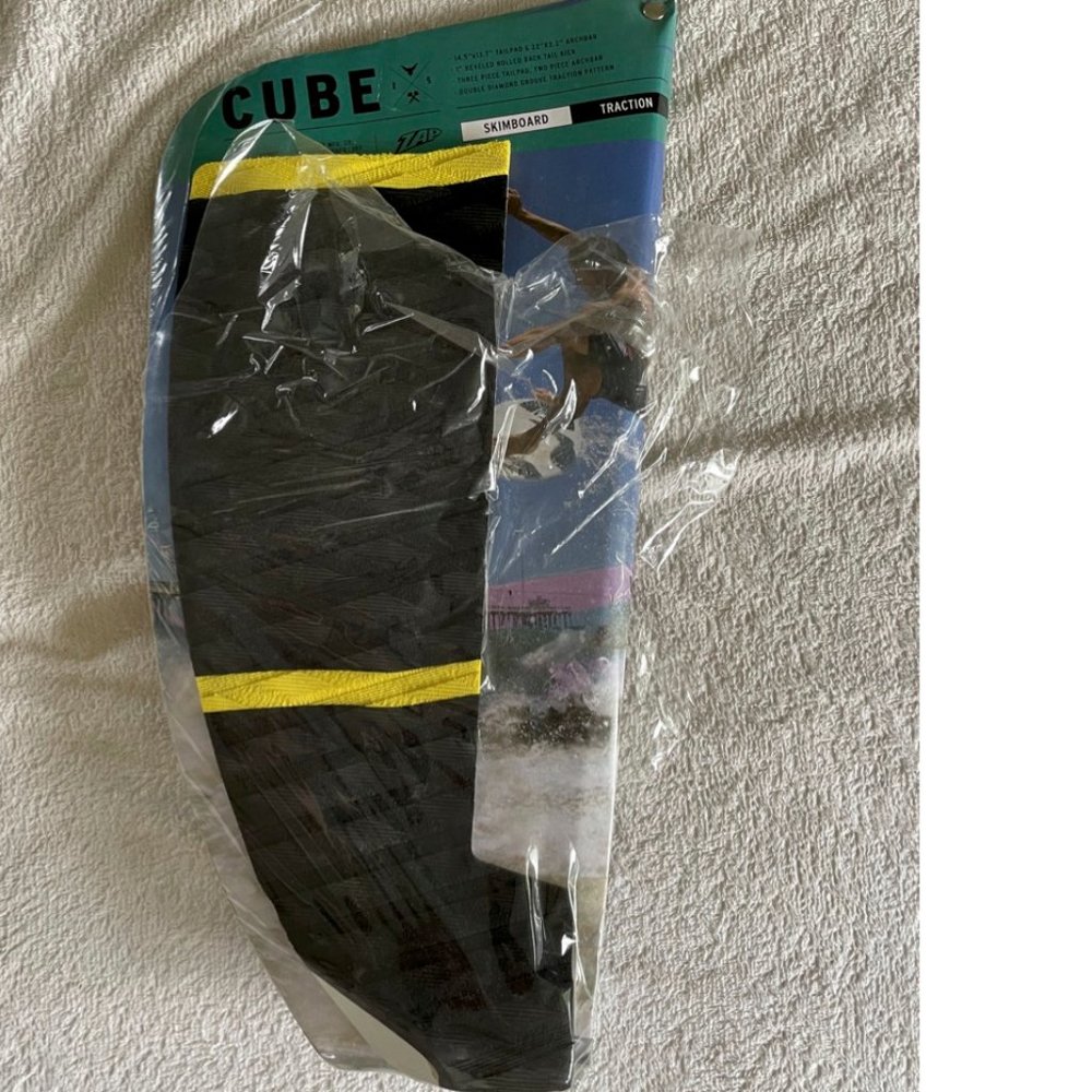 Skimboard REAR Stomp Pad (traction pad) w/beveled Tail Kick, CUBE - Zap